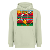 Matcha soccer winner cup and vuvuzela with serape seamless pattern Heavyweight Hoodie - BundleAndBundleShop