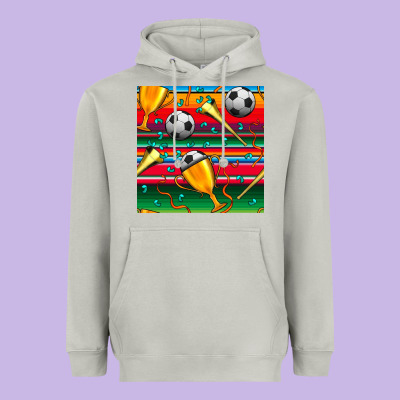 Soccer Winner Cup And Vuvuzela With Serape Seamless Pattern Heavyweight Hoodie Designed By Bundleandbundleshop