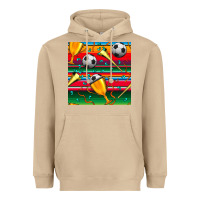 Mushroom soccer winner cup and vuvuzela with serape seamless pattern Heavyweight Hoodie - BundleAndBundleShop