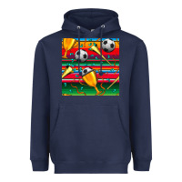 Navy soccer winner cup and vuvuzela with serape seamless pattern Heavyweight Hoodie - BundleAndBundleShop