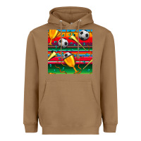 Toasted Coconut soccer winner cup and vuvuzela with serape seamless pattern Heavyweight Hoodie - BundleAndBundleShop