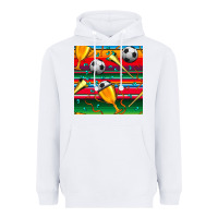 White soccer winner cup and vuvuzela with serape seamless pattern Heavyweight Hoodie - BundleAndBundleShop