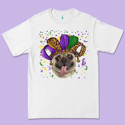 Premium Tee Mardi gras hat pug