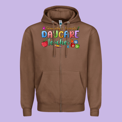 Somebody's Favorite Daycare Teacher Zipper Hoodie Designed By Maliassmallbusiness