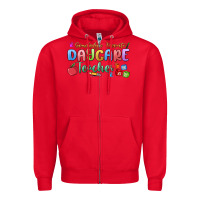 Red somebody's favorite daycare teacher Zipper Hoodie - MaliasSmallBusiness