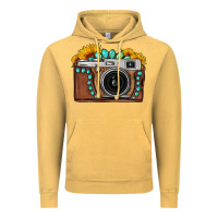 Vintage Mustard Sunflower Gemstone Vintage Camera Vintage Hoodie - FaDigitalArtStudio