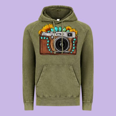 Sunflower Gemstone Vintage Camera Vintage Hoodie Designed By Fadigitalartstudio