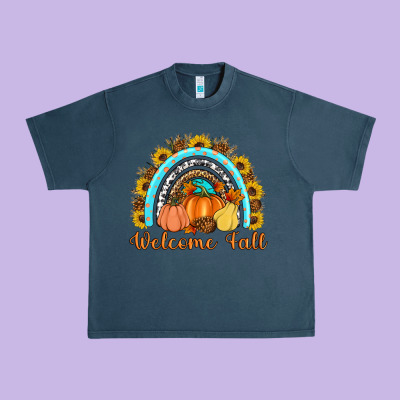 Welcome Fall Rainbow Urban Heavy Tee Designed By Artiststas