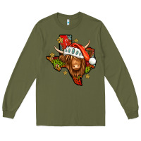 Army Green Shaggy cow Texas Christmas Long Sleeve Tee - Jasminsmagicworld