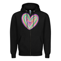 Black valentine's day colorful heart Zipper Hoodie - MaliasSmallBusiness