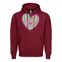 Burgundy valentine's day colorful heart Zipper Hoodie - MaliasSmallBusiness