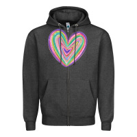 Charcoal Heather valentine's day colorful heart Zipper Hoodie - MaliasSmallBusiness