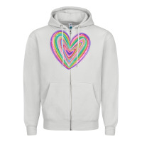 Dove Grey valentine's day colorful heart Zipper Hoodie - MaliasSmallBusiness