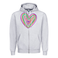 Heather Grey valentine's day colorful heart Zipper Hoodie - MaliasSmallBusiness