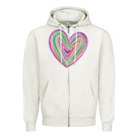 Oatmeal Heather valentine's day colorful heart Zipper Hoodie - MaliasSmallBusiness