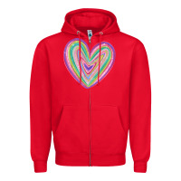 Red valentine's day colorful heart Zipper Hoodie - MaliasSmallBusiness