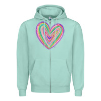 Seafoam valentine's day colorful heart Zipper Hoodie - MaliasSmallBusiness