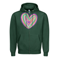 Sports Green valentine's day colorful heart Zipper Hoodie - MaliasSmallBusiness