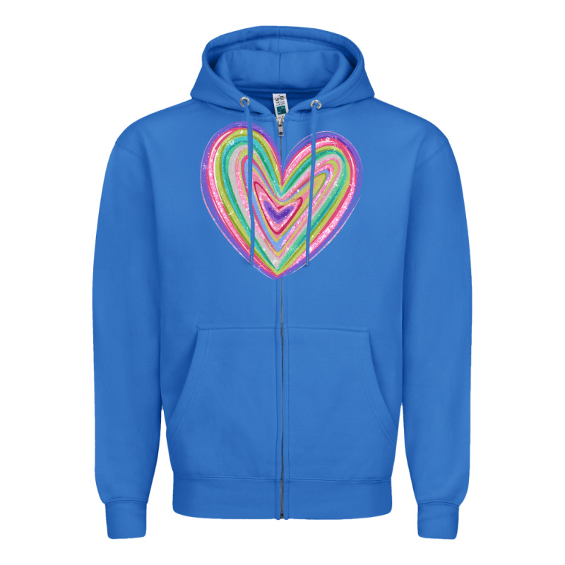 Valentine's Day Colorful Heart Zipper Hoodie by MaliasSmallBusiness | Teevron