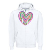 White valentine's day colorful heart Zipper Hoodie - MaliasSmallBusiness