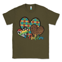 Army Green autism hearts leopard cowhide Classic Tee - Artiststas