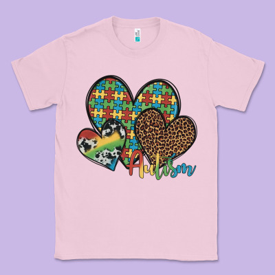 Autism Hearts Leopard Cowhide Classic Tee Designed By Artiststas