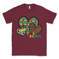 Burgundy autism hearts leopard cowhide Classic Tee - Artiststas