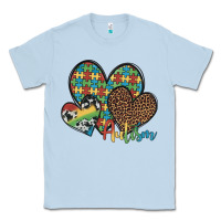 Dusty Blue autism hearts leopard cowhide Classic Tee - Artiststas