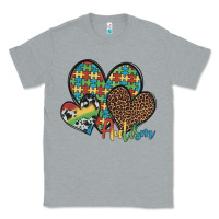 Heather Grey autism hearts leopard cowhide Classic Tee - Artiststas