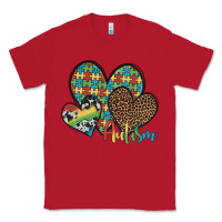 Red autism hearts leopard cowhide Classic Tee - Artiststas