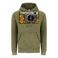 Vintage Olive sunflower leopard vintage camera Vintage Hoodie - FaDigitalArtStudio