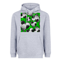 Heather Grey soccer hearts seamless pattern Heavyweight Hoodie - BundleAndBundleShop