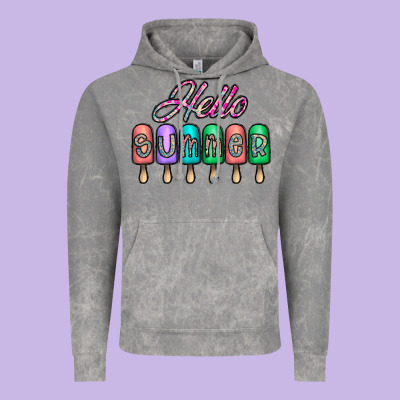 Hello Summer Vintage Hoodie Designed By Cowhidedigitalart