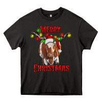 Asphalt Merry Christmas Longhorn Cow Heavy Core Tee - RanaPortraitStore