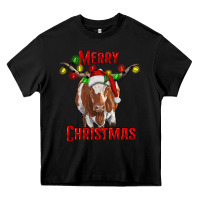Black Merry Christmas Longhorn Cow Heavy Core Tee - RanaPortraitStore