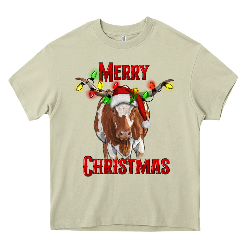 Merry Christmas Longhorn Cow Heavy Core Tee by RanaPortraitStore | Teevron