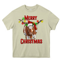 Mossy Merry Christmas Longhorn Cow Heavy Core Tee - RanaPortraitStore