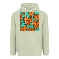 Matcha basketball hearts with leopard seamless pattern Heavyweight Hoodie - BundleAndBundleShop