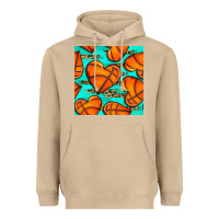 Mushroom basketball hearts with leopard seamless pattern Heavyweight Hoodie - BundleAndBundleShop