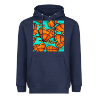 Navy basketball hearts with leopard seamless pattern Heavyweight Hoodie - BundleAndBundleShop