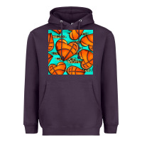 Plum basketball hearts with leopard seamless pattern Heavyweight Hoodie - BundleAndBundleShop