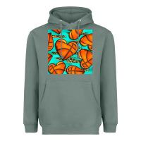 Basketball Hearts With Leopard Seamless Pattern Heavyweight Hoodie | Teevron