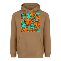 Toasted Coconut basketball hearts with leopard seamless pattern Heavyweight Hoodie - BundleAndBundleShop