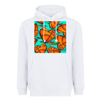White basketball hearts with leopard seamless pattern Heavyweight Hoodie - BundleAndBundleShop