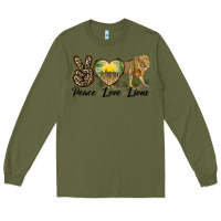 Army Green peace love lions Long Sleeve Tee - LillyAllenDesigns