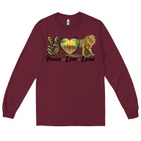 Burgundy peace love lions Long Sleeve Tee - LillyAllenDesigns