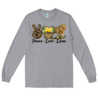 Heather Grey peace love lions Long Sleeve Tee - LillyAllenDesigns