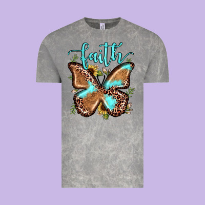 Faith Leopard Butterfly Vintage Tee Designed By Jahusdesignshop