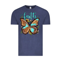 Vintage Denim faith leopard butterfly Vintage Tee - JahusDesignShop