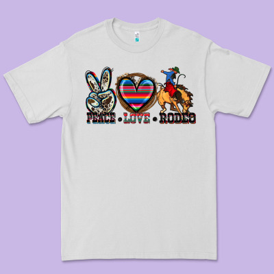Peace Love Rodeo Premium Tee Designed By Zillion Design Studio